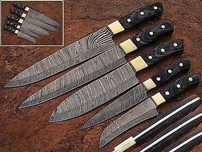 Damascus Steel Chef Knife Set – 5 Pc Handmade Kitchen Knives