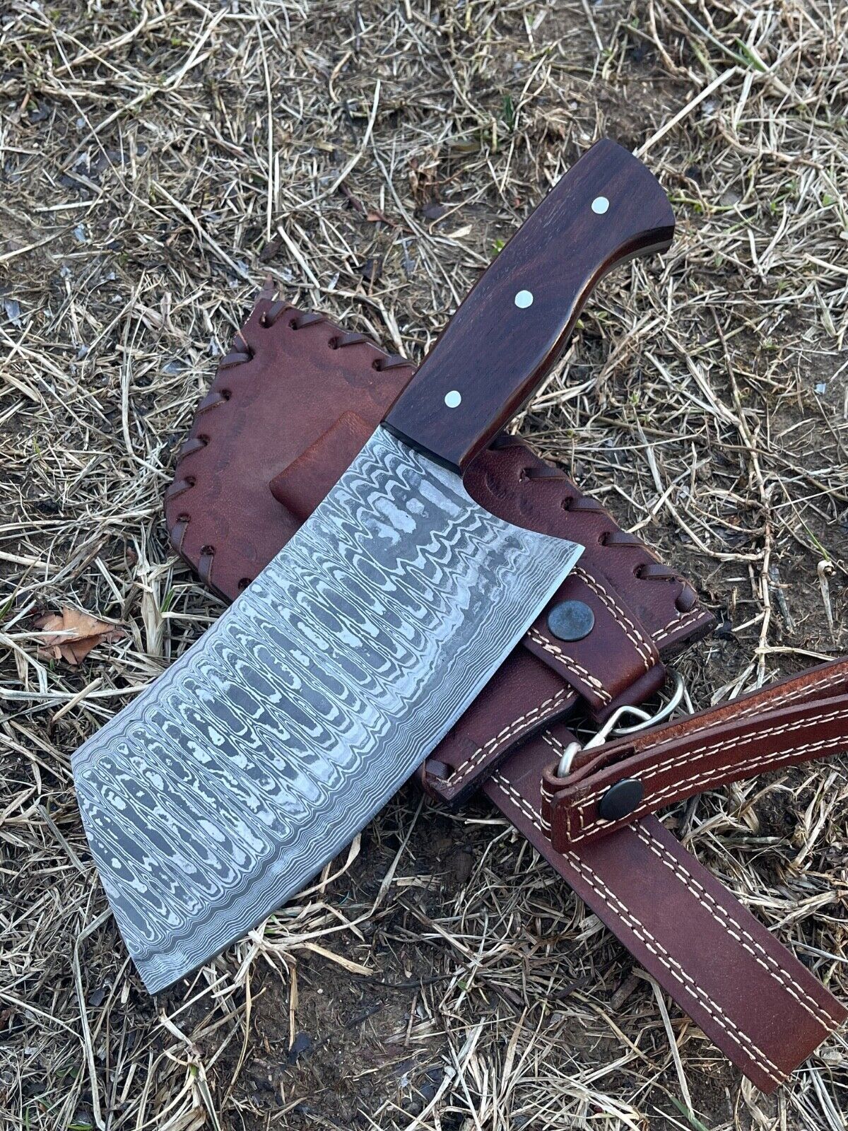Damascus Chef Cleaver – Handmade Damascus Knife for Kitchen and Outdoor Use