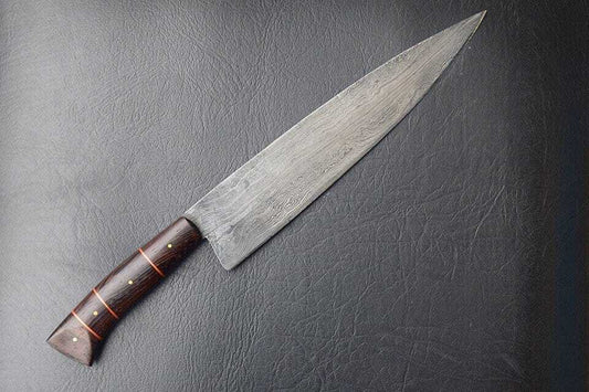Damascus Handmade Beautiful Kitchen Chef Knife with Leather Sheath

