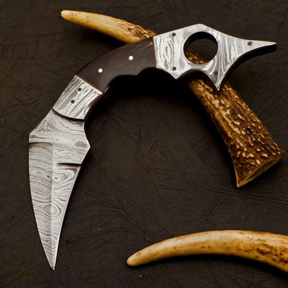 Damascus Karambit Knife Best Karambit Damascus Steel Fixed Blade with Sheath 