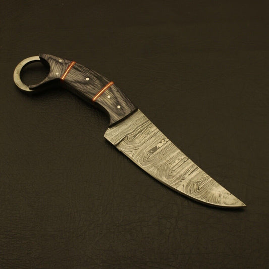 Damascus Steel Bowie Knife with Pakka Wood and Stag Handle 8 Inch
