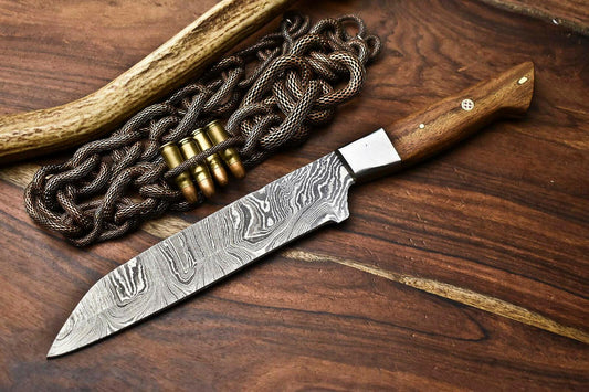 Damascus Steel Chef Knife Full Tang Damascus Kitchen Knife with Wood Handle