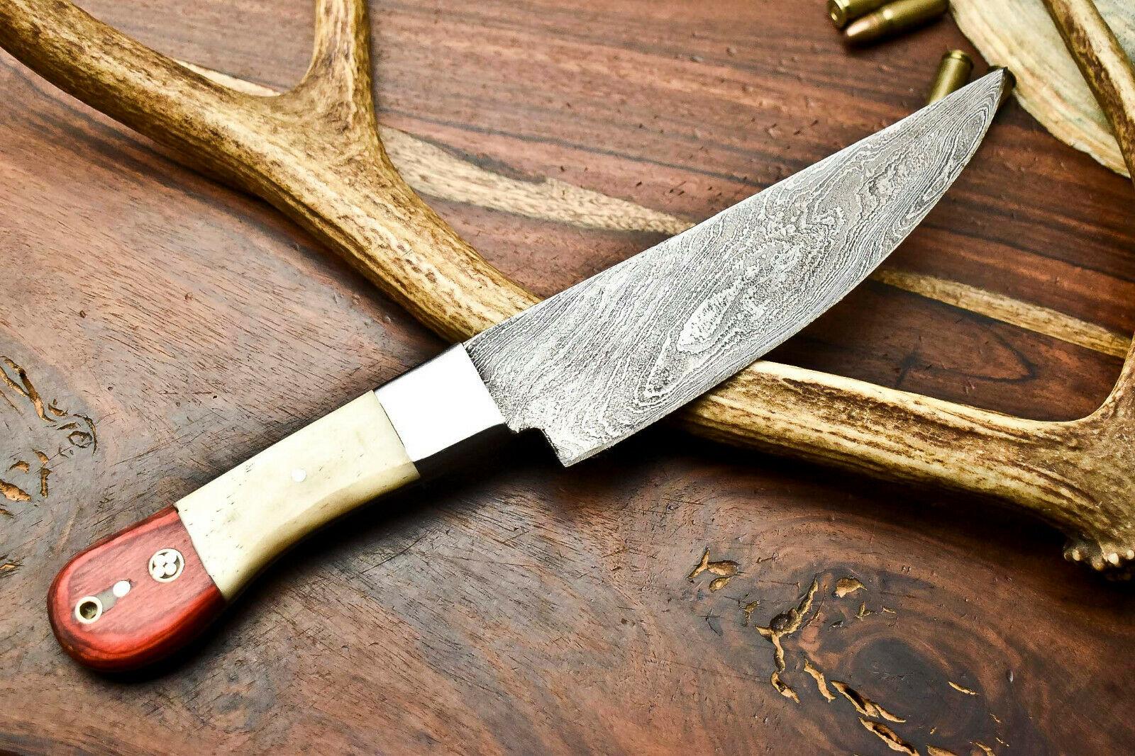  Damascus Steel Chef Knife – Full Tang Kitchen Knife with Camel Bone Handle