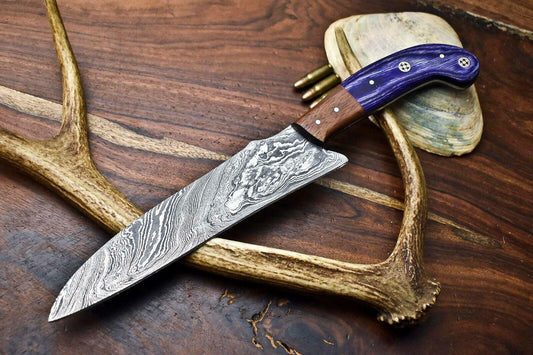  Damascus Steel Chef Knife  Hand Forged Kitchen Tool with pakka wood handle 