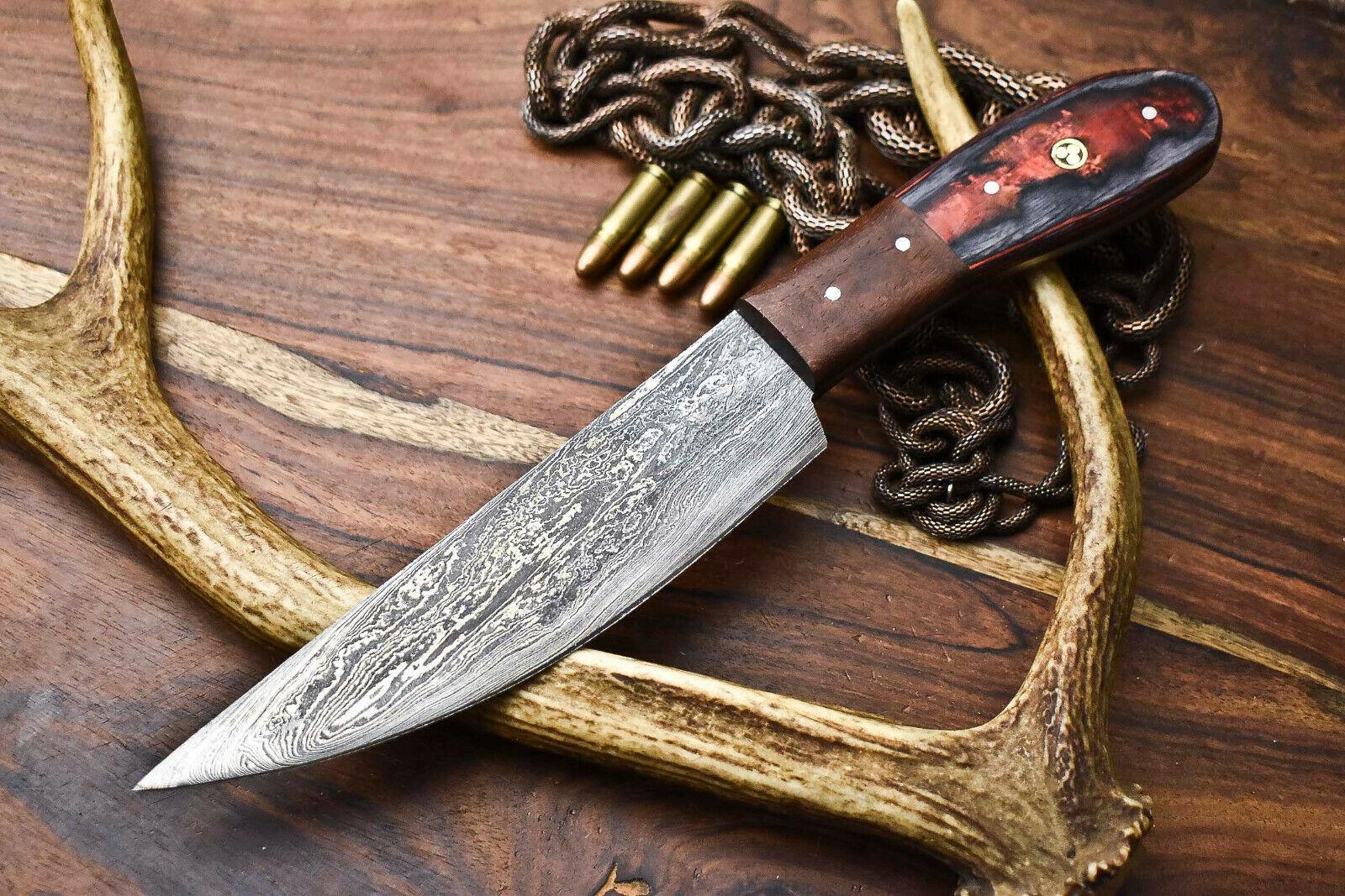 Handmade Damascus Steel Chef Knife Full Tang Kitchen Knife with Pakka Wood Handle 