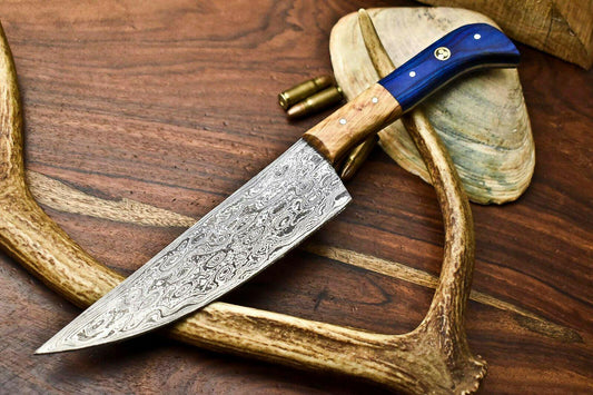 Damascus Steel Chef Knife  Razor Sharp Full Tang Kitchen Knife with Wood Handle