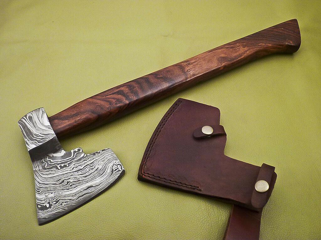 Hand Forged Damascus Tomahawk Axe | Integral Hatchet Knife With Walnut Wood Handle