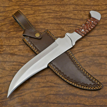 Elite Outdoor D2 Bowie Knife | 12-Inch Full Tang Blade with Pakka Wood Handle