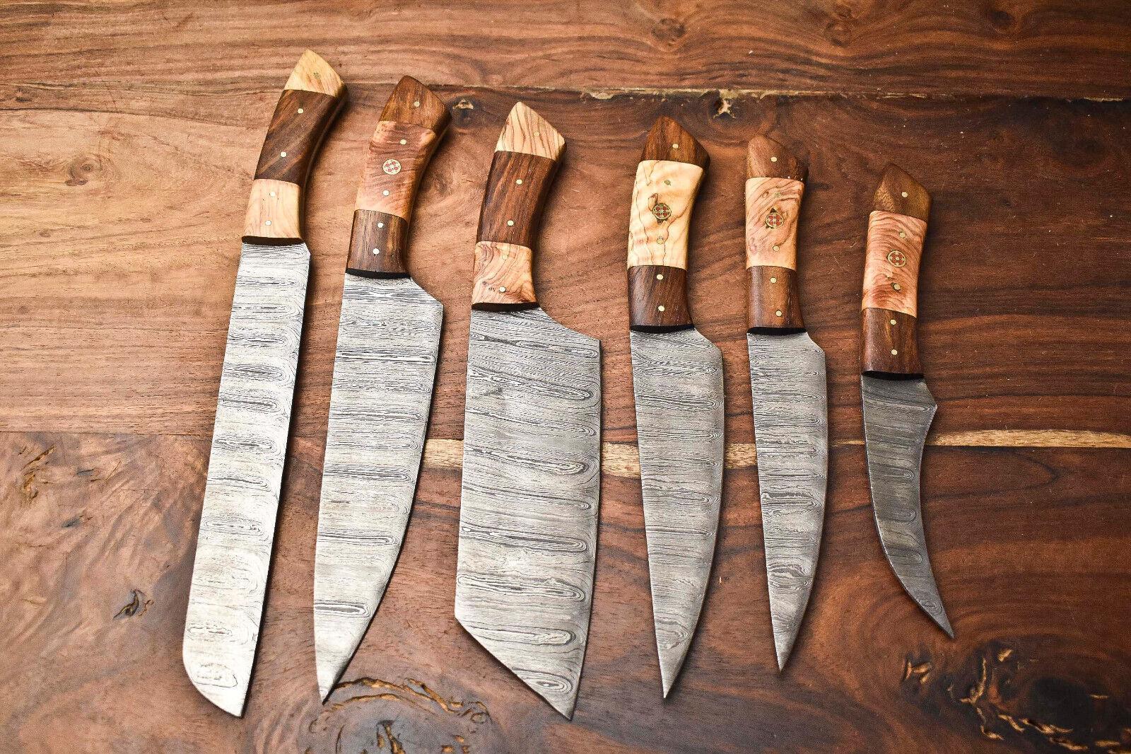 Exclusive 6-Piece Handmade Hammered Damascus Steel Chef Knife Set