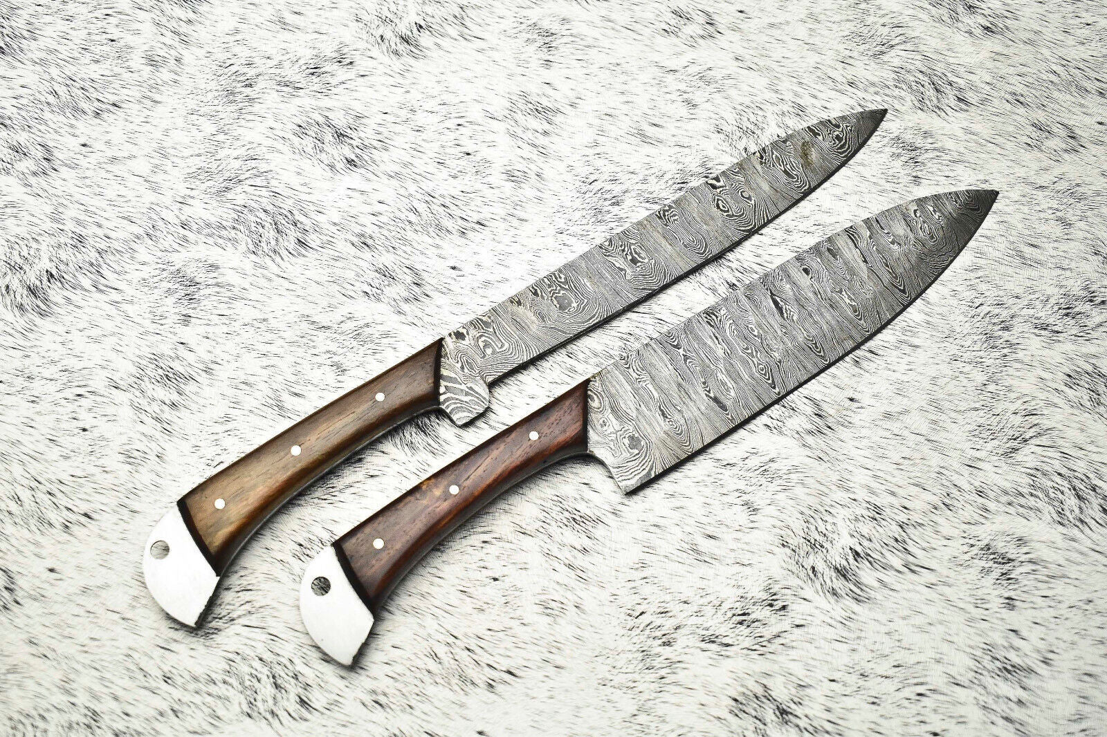 Exclusive Handmade Hammered Damascus Steel Chef Knife Set of 2 – 384 Layers, Sharp & Durable