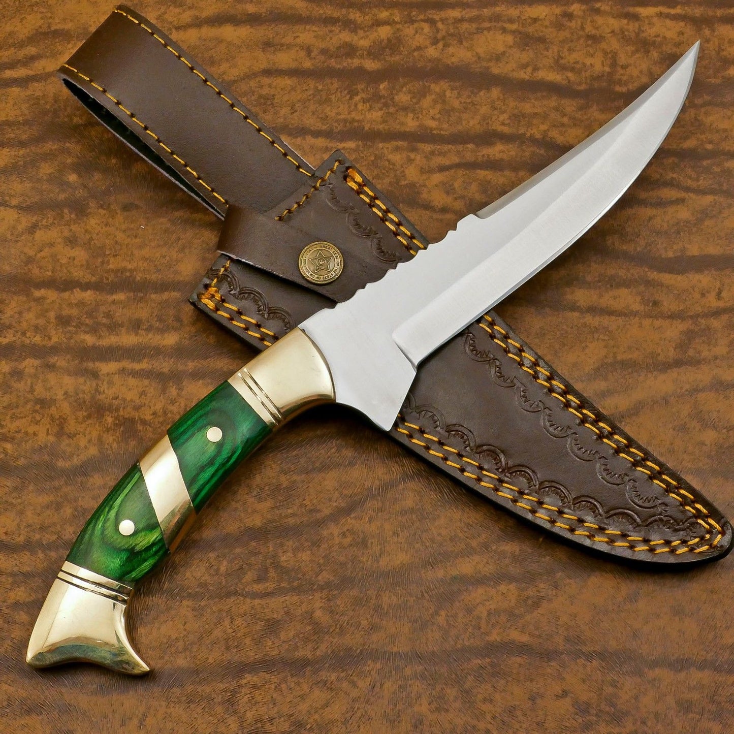 Expertly Handcrafted 12-Inch D2 Steel Full Tang Bowie Hunting Knife with Pakka Wood Handle