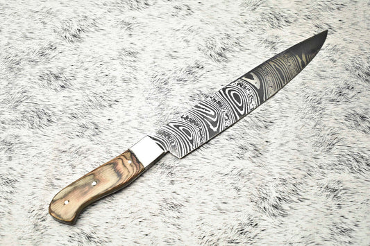 Fine Custom Handmade Damascus Steel Blade Chef Knife – Full Tang Sport Knife, Durable and Sharp

