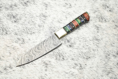 Fine Custom Handmade Damascus Steel Blade Chef Knife – Full Tang Sport Knife with Leather Sheath