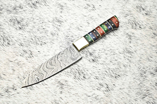 Fine Custom Handmade Damascus Steel Blade Chef Knife – Full Tang Sport Knife with Leather Sheath
