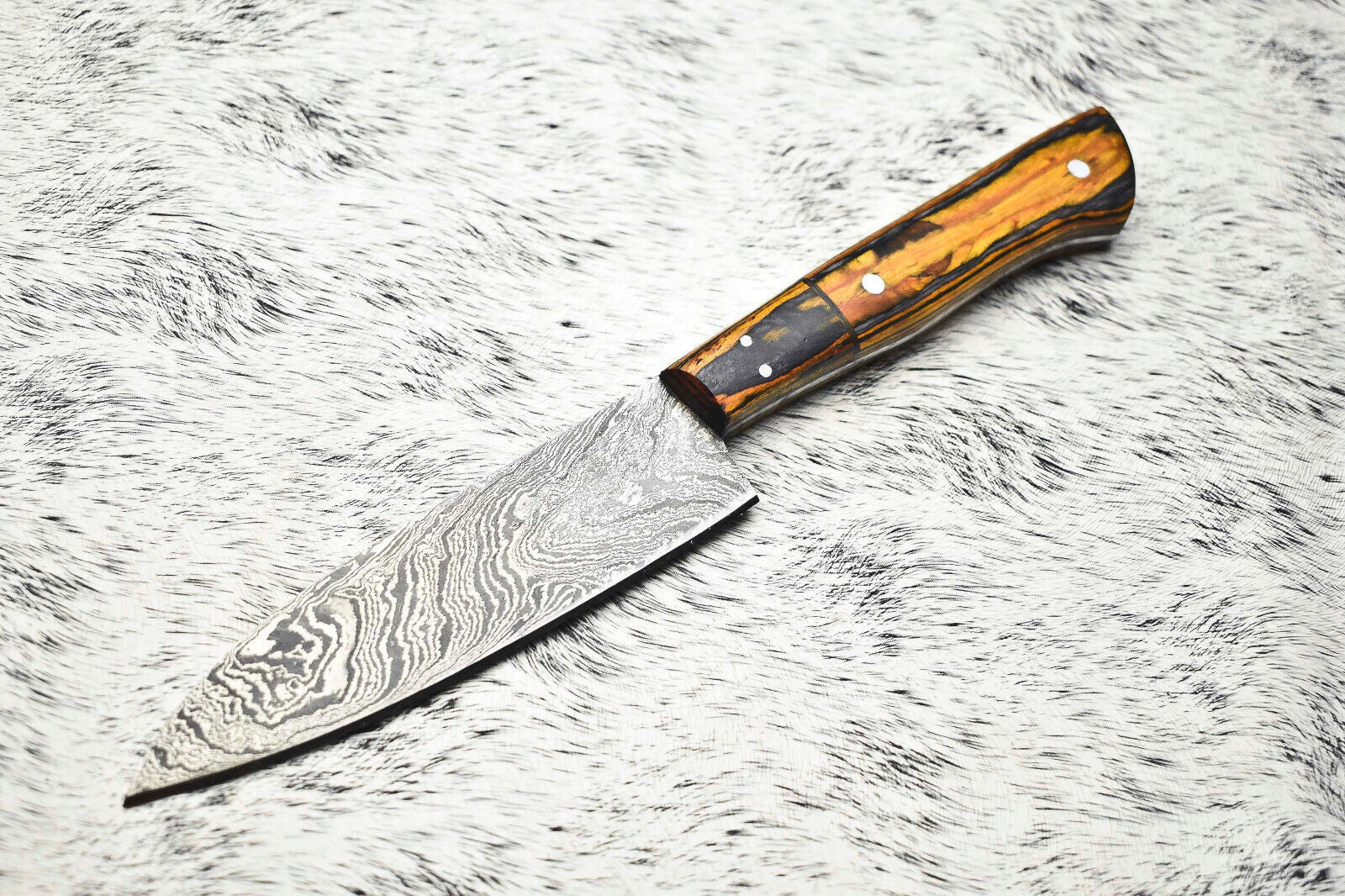 Fine Custom Handmade Damascus Steel Chef Knife – 10" Full Tang Sport Knife with Leather Sheath

