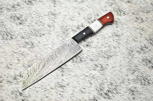 Fine Custom Handmade Damascus Steel Chef Knife – Full Tang Sport & Kitchen Knife with Leather Sheath