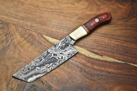 Forged Damascus Steel Chef Knife – Handmade Full Tang Blade