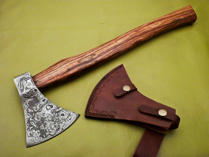 Hand Forged Damascus Tomahawk Axe | Integral Hatchet Knife With Walnut Wood Handle