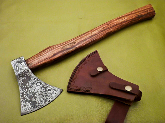 Hand Forged Damascus Tomahawk Axe | Integral Hatchet Knife With Walnut Wood Handle