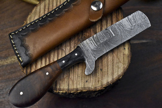 Forged Hunting Skinner Knife with Twist Damascus Blade and Walnut Wood Handle – Custom Handmade Fixed Blade Hunting Knife