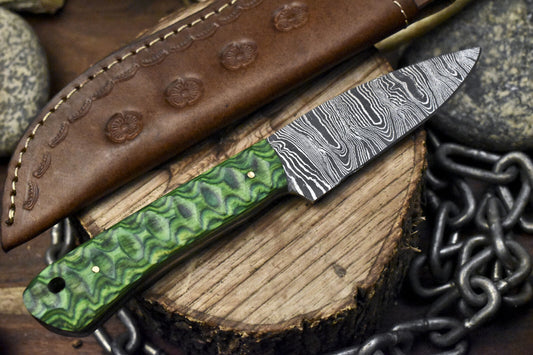 Forged Twist Damascus Skinner Knife with Hard Wood Handle – 8.5 Inch Hunting & Outdoor Gift