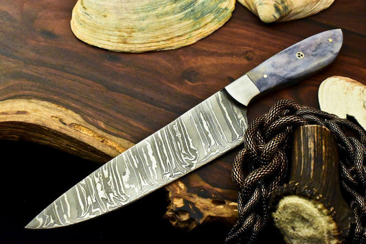 Gorgeous Handmade Damascus Steel Chef Hunting Knife | Hardwood Handle