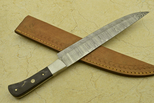  HANDMADE FORGED DAMASCUS STEEL CHEF KITCHEN KNIFE WITH WOOD HANDLE