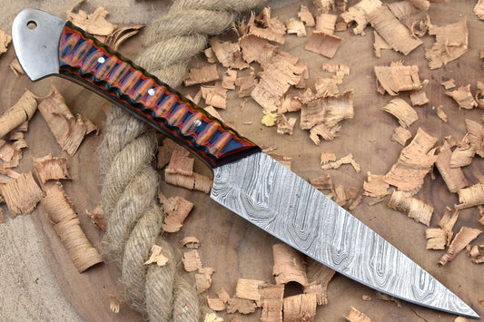 Hand-Forged Damascus Steel Chef Knife 10" | Custom Kitchen Knife with Multi Dollar Sheet Handle