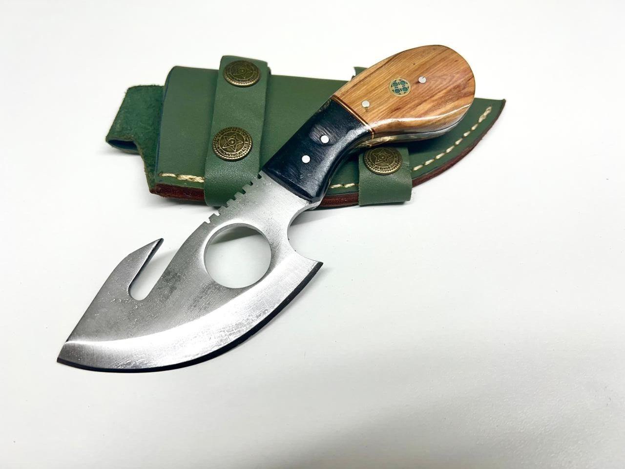 Hand-Forged Skinner Knife – Stainless Steel Blade, Wooden Handle & Leather Case