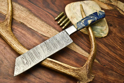HandMade Damascus Chef Knife Full Tang Damascus Steel Blade with Corian Handle