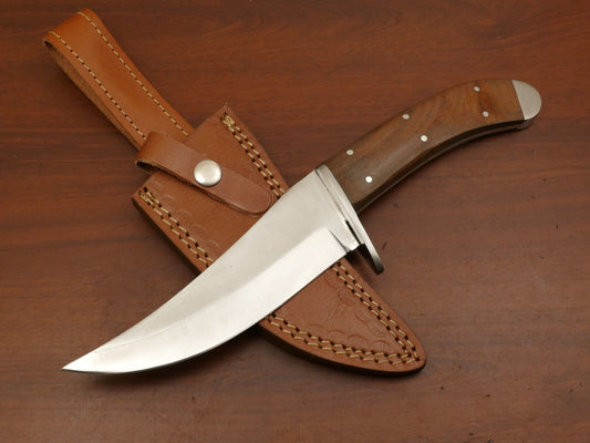 Hand Crafted D2 Steel Bowie Knife – Walnut Wood Handle & Steel Guard, EDC Ready