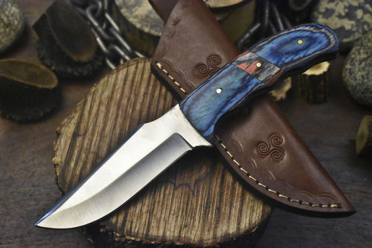 Hand Crafted Skinner Knife – AUS-8 Steel Blade with Hard Wood Handle