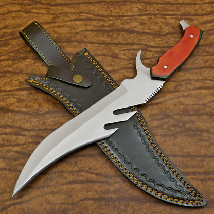 Hand Forged 12" D2 Steel Clip Point Full Tang Bowie Knife with Pakka Wood Handle 