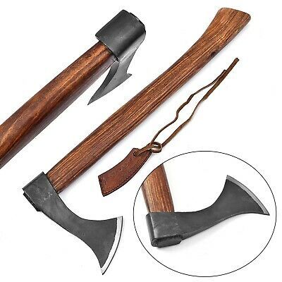 Hand Forged Antiqued Steel Axe & Viking Axe for Sale With Wood Handle & Leather Sheath