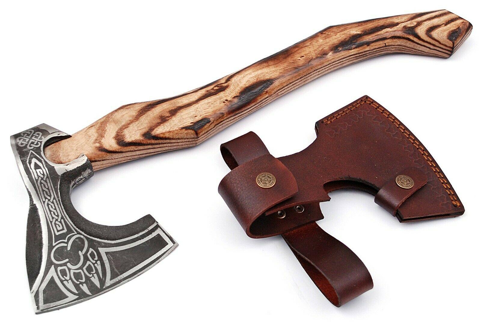 Hand Forged Carbon Steel Tomahawk Viking Axe for Sale Steel Axe with Ash Wood Handle