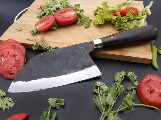 Hand Forged Cleaver Knife Serbian Kitchen Chef Knife Meat Chopping Hunting Knife