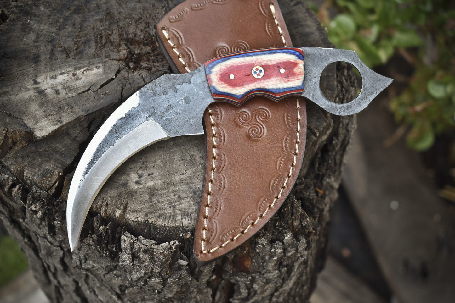 Hand Forged D2 Steel Karambit Knife 8" Fixed Blade Karambit with Hard Wood Handle