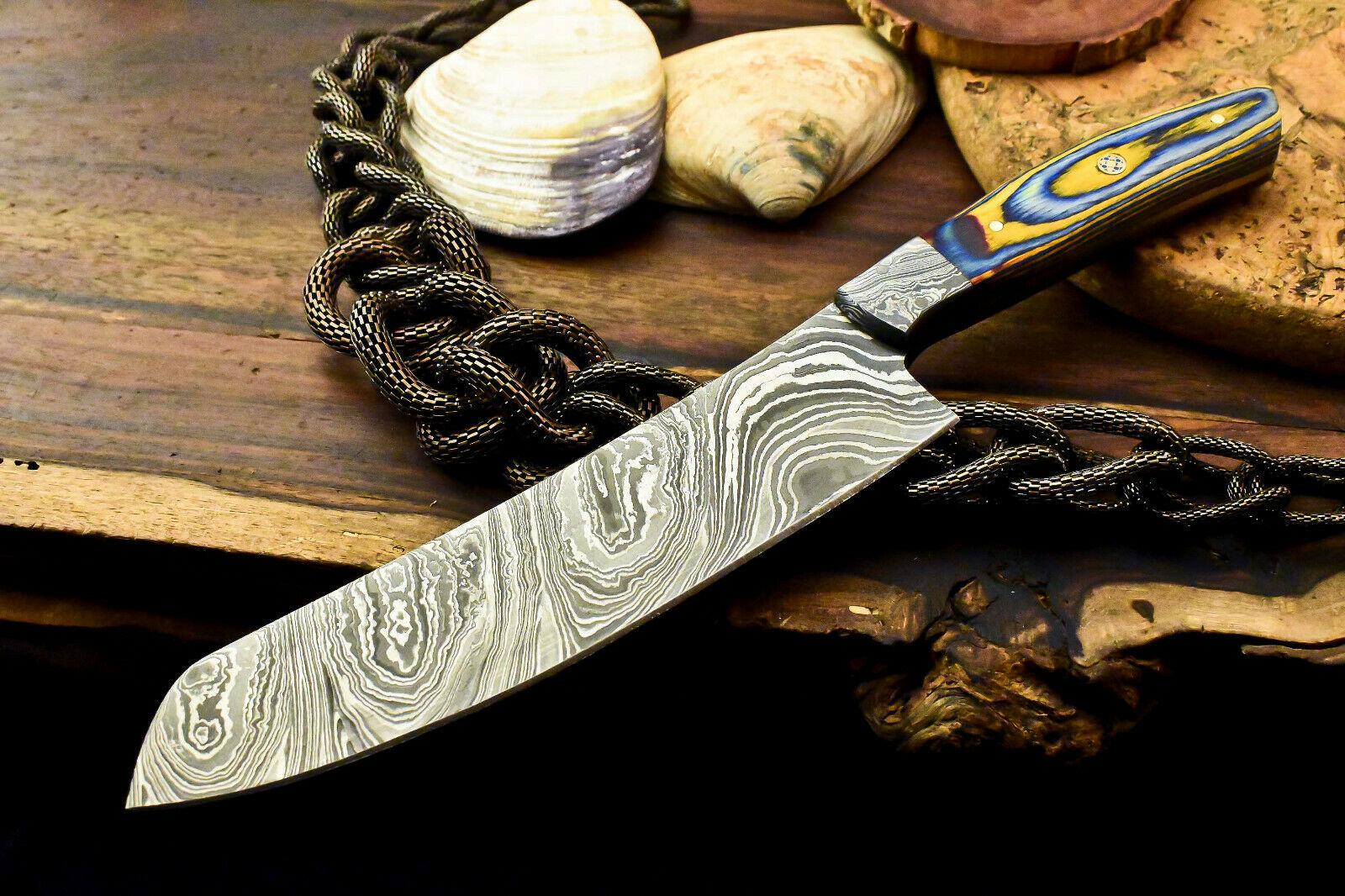 Hand Forged Damascus Chef Knife Full Tang Wood Handle Professional Damascus Steel Knife