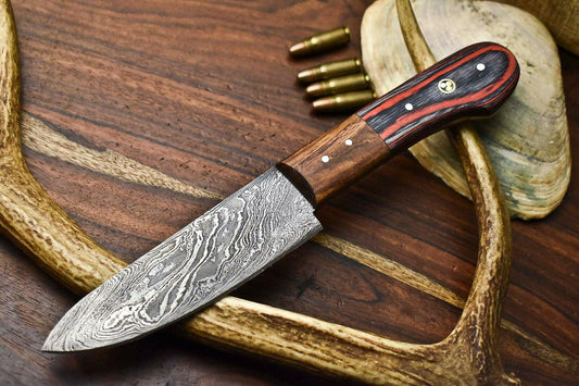 Hand Forged Damascus Steel Chef Knife  Full Tang Kitchen Blade With Wood Handle 