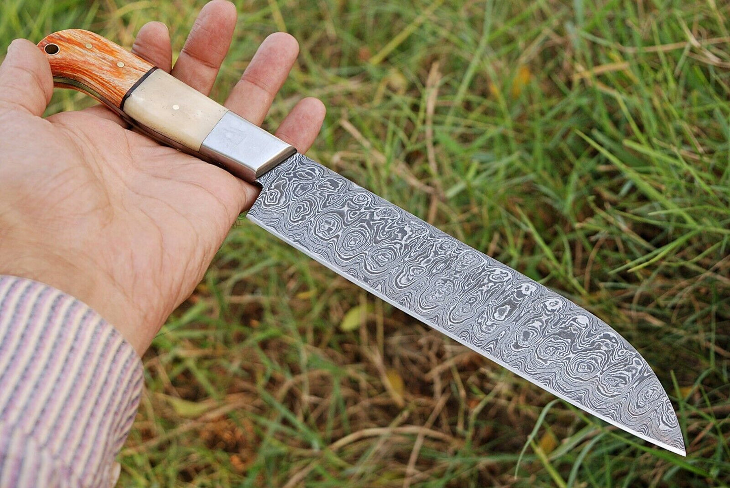 Hand Forged Damascus Steel Chef Knife with Buffalo Bone 
