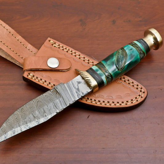 Hand Forged Damascus Steel Hunting Knife with Camel Bone and Pakka Wood Handle