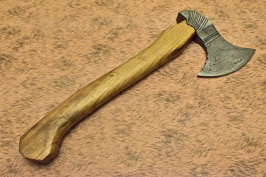 Hand Forged Damascus Steel Pipe Tomahawk Axe with Walnut Handle