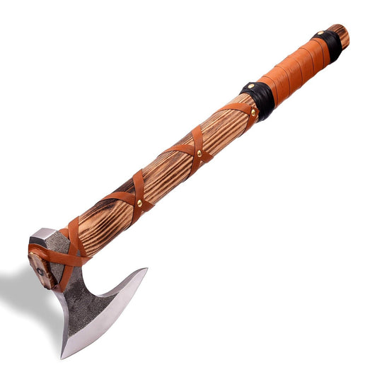 Hand Forged Damascus Steel Ragnar Viking Axe 20" Outdoor Camping Axe with Ashwood Handle