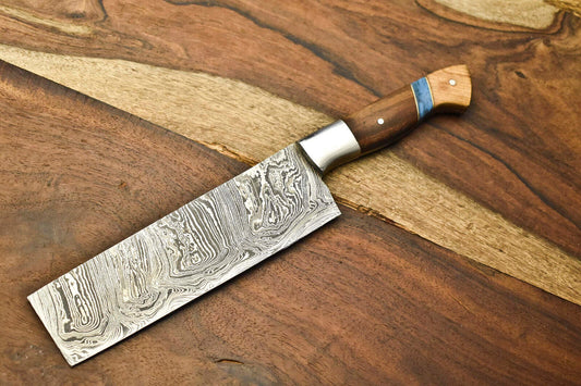 Hand Forged Handmade Damascus Steel Chef Knife – Full Tang Blade, Sport & Kitchen Use
