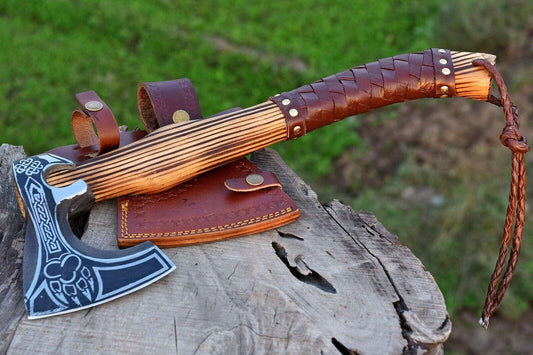 Hand Forged High Carbon Steel Axe Viking Axe for Sale Tomahawk & Hatchet With Sheath