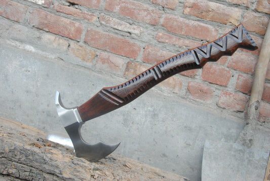 Hand Forged High Carbon Steel Viking Tomahawk Hatchet – Throwing Axe with Leather Sheath