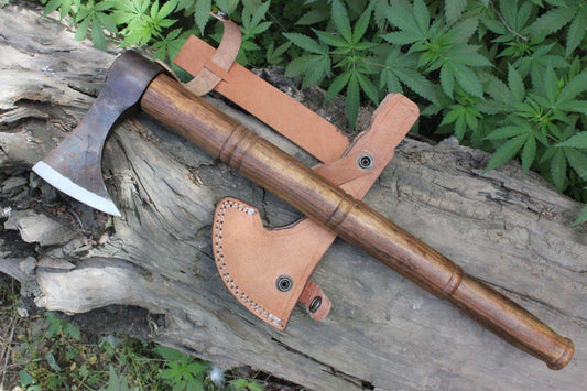 Hand Forged High Carbon Steel Viking Tomahawk Steel Axe Viking Axe for Sale with Walnut Handle