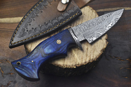 Hand Forged Hunting Skinner Knife Ladder Damascus Hard Wood Outdoor