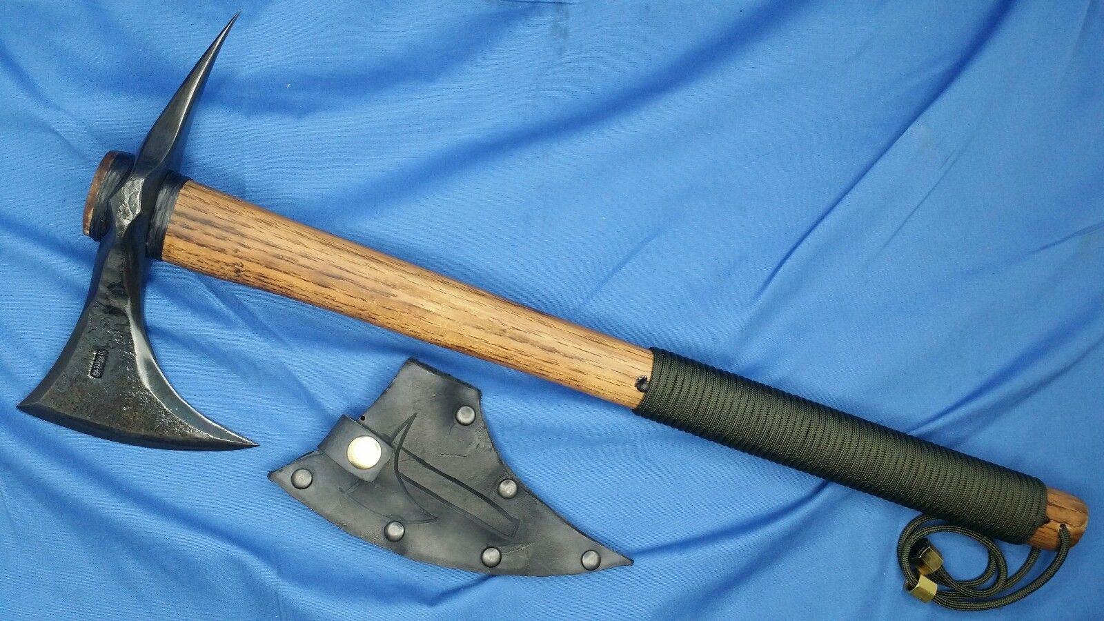 Hand Forged Norse Spike Tomahawk Authentic Viking Axe Steel Axe With Leather Sheath