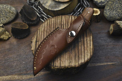 Hand Forged Skinner Knife – AUS-8 Steel Blade with Hard Wood Handle